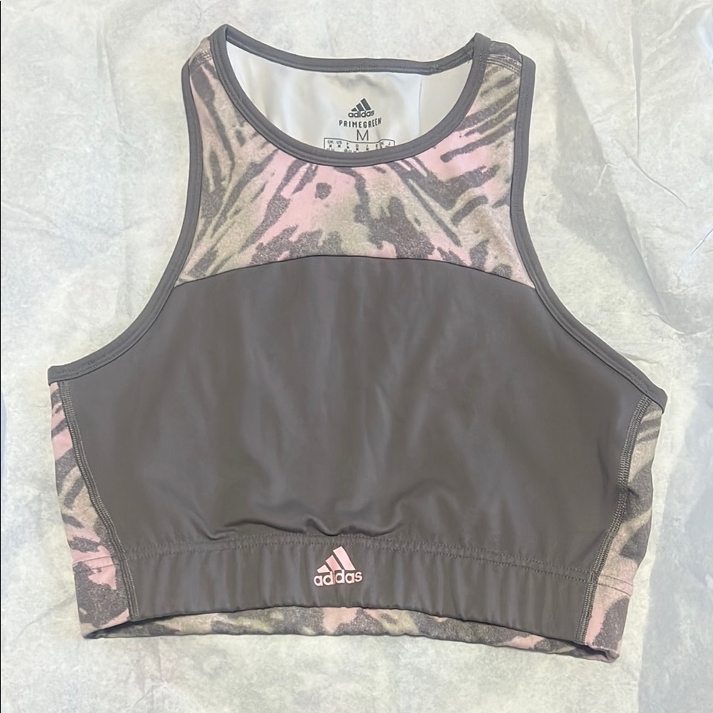 ⭐️ Adidas Pink and Gray Patterned Sports Top